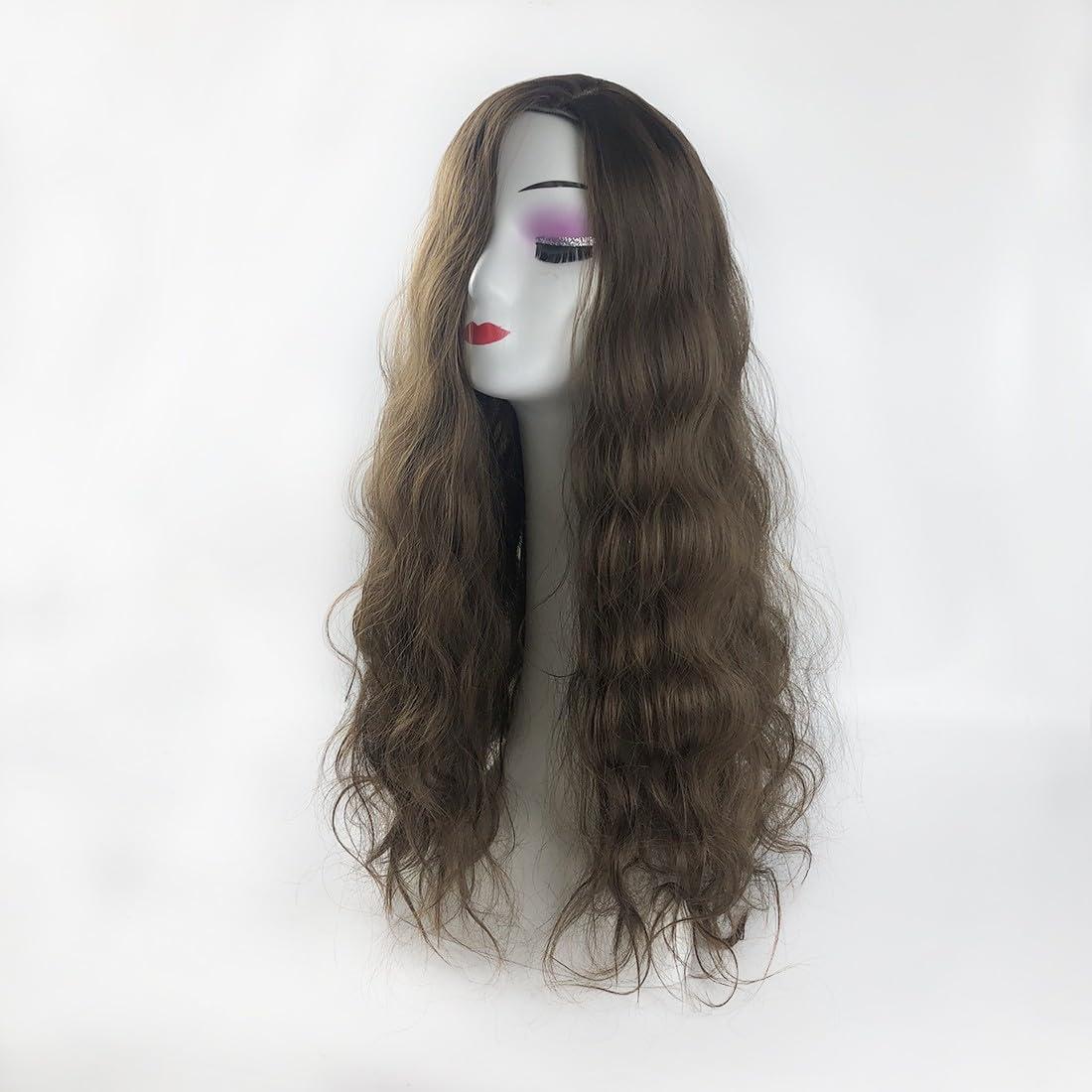 LesafeV 18x18cm Side Part Hair Topper Clip in 150% Density Cloud Wavy Wig 55cm Large Full Head Wear Toupee Silk Clouth Base (Left Part Off Black)