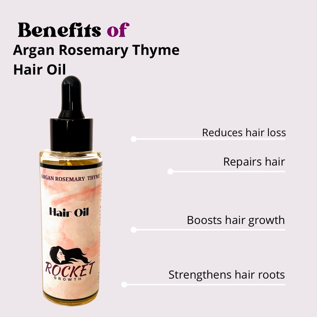 Rocket Growth Rocket Growth Argan Rosemary Thyme Hair Oil. All Natural, Organic Ingredients. For Low Porosity Hair.