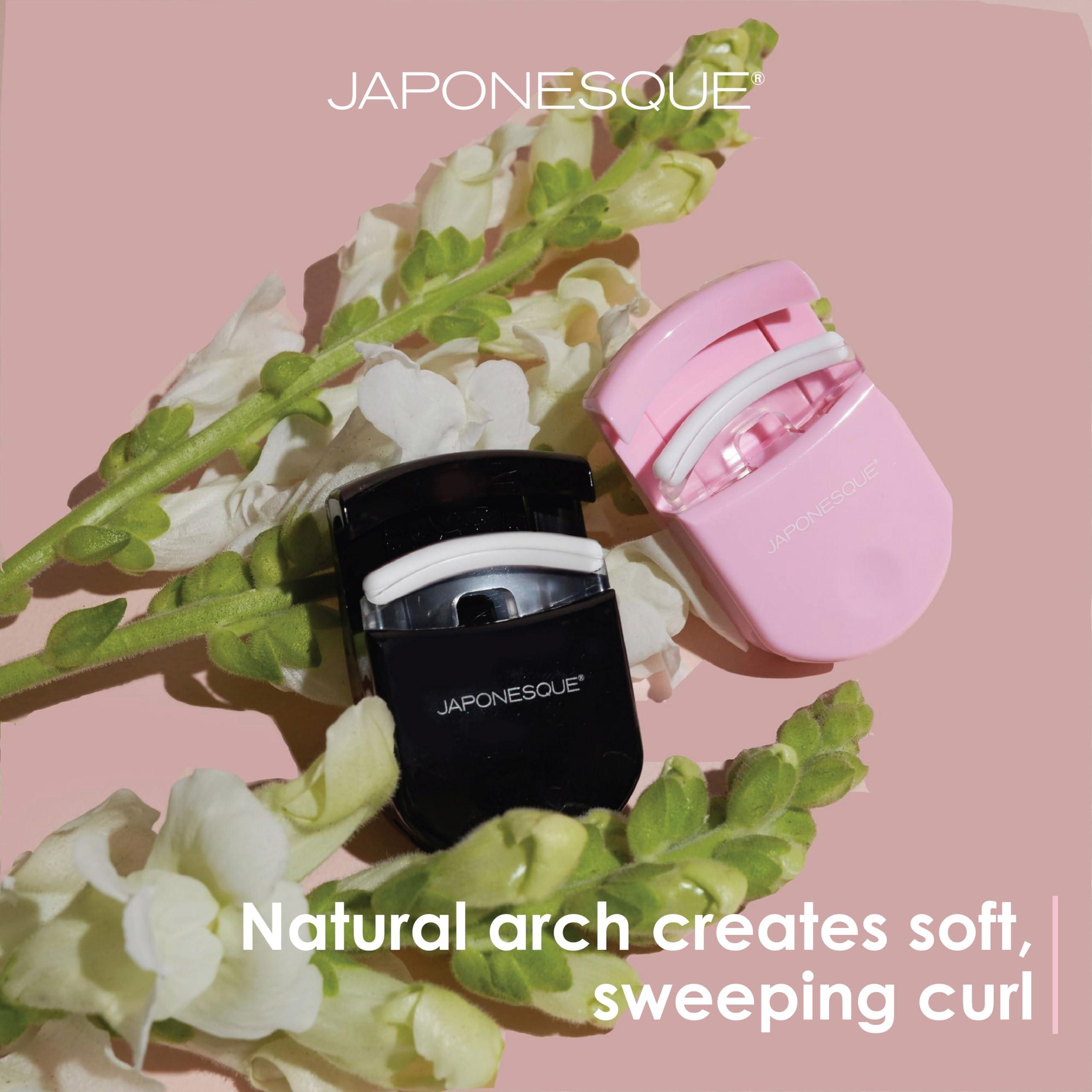 JAPONESQUE JAPONESQUE Travel Eyelash Curler, Black - Plastic Eyelash Curlers for Travel Makeup, Go Curl Lash Curler with Bonus Replacement Lash Pad - 1 Pack