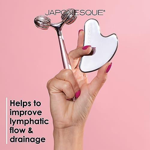 JAPONESQUE JAPONESQUE SKINTherapy Contouring Facial Tool V Roller for Lymphatic Drainage, Facial Massage, Relieves Tension and Improves Absorption of Skin Care Products