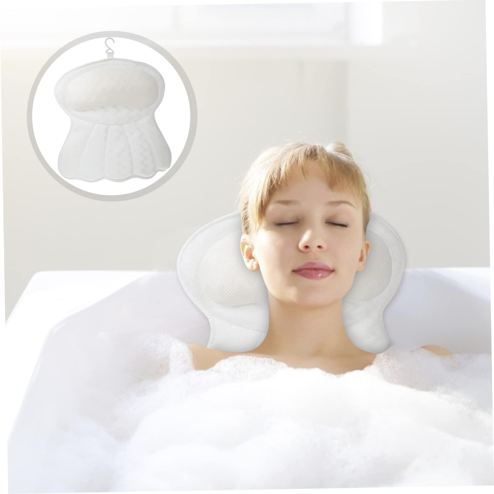 Healeved Healeved 1pc 3D Bathtub Pillow Bath Spa Bath Headrest Pillow Shower Neck Pillows Bath Head Cushion Relaxing Spa Suction Bathtub Pillow Fishtail 100% Polyester Fiber Bath Products White, 40X36CM