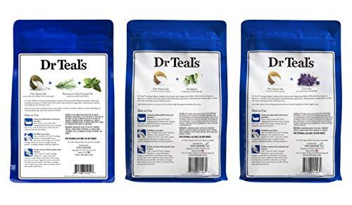 Dr Teal's Dr. Teal's Pure Epsom Salt Soaking Solution Gift Set (3 Pack, 3lbs ea.) - Soothe & Sleep Lavender, Relax & Relief Eucalyptus with Spearmint, Wellness Therapy with Rosemary & Mint