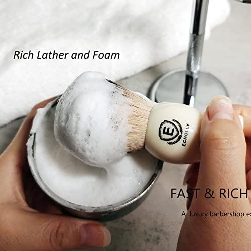ECHOLLY Premium Shaving Brushes for men by Echolly-NO Shedding Bristle Shave Brushes for Men-Smooth Acrylic Handle Legacy Shave Brush-Rich and Fast Lather Shaving Cream Brush Dad Gifts for Fathers Day