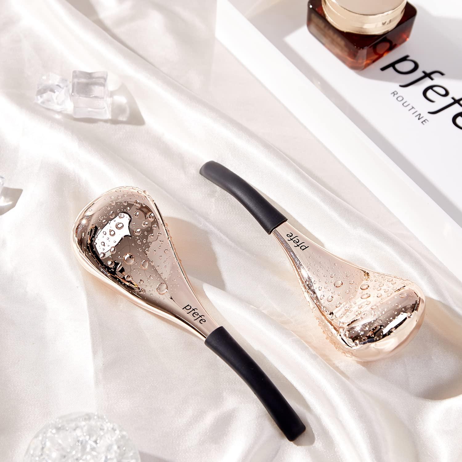 pfefe Pfefe Cryo Sticks for Face, Ice Globes Cryo Globes for Facials, Esthetician Supplies Gifts, Unbreakable Stainless Steel Ice Roller Cooling Spa Balls with Storage Case