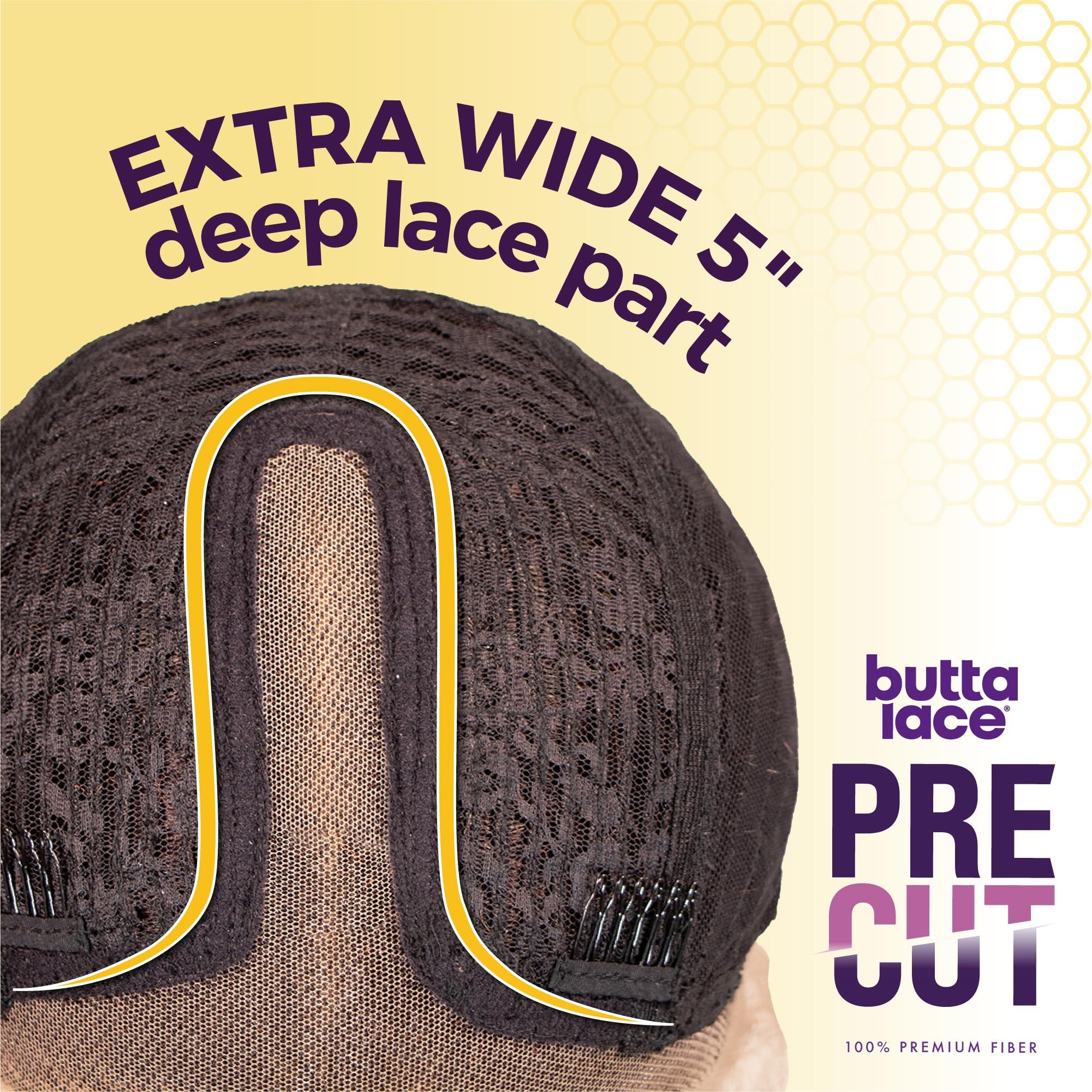 Sensationnel Sensationnel Butta lace precut wigs - unit 5 glueless extra wide 5 inch deep parting synthetic pre tweezed smaller knot hairline (1 JETBLACK)