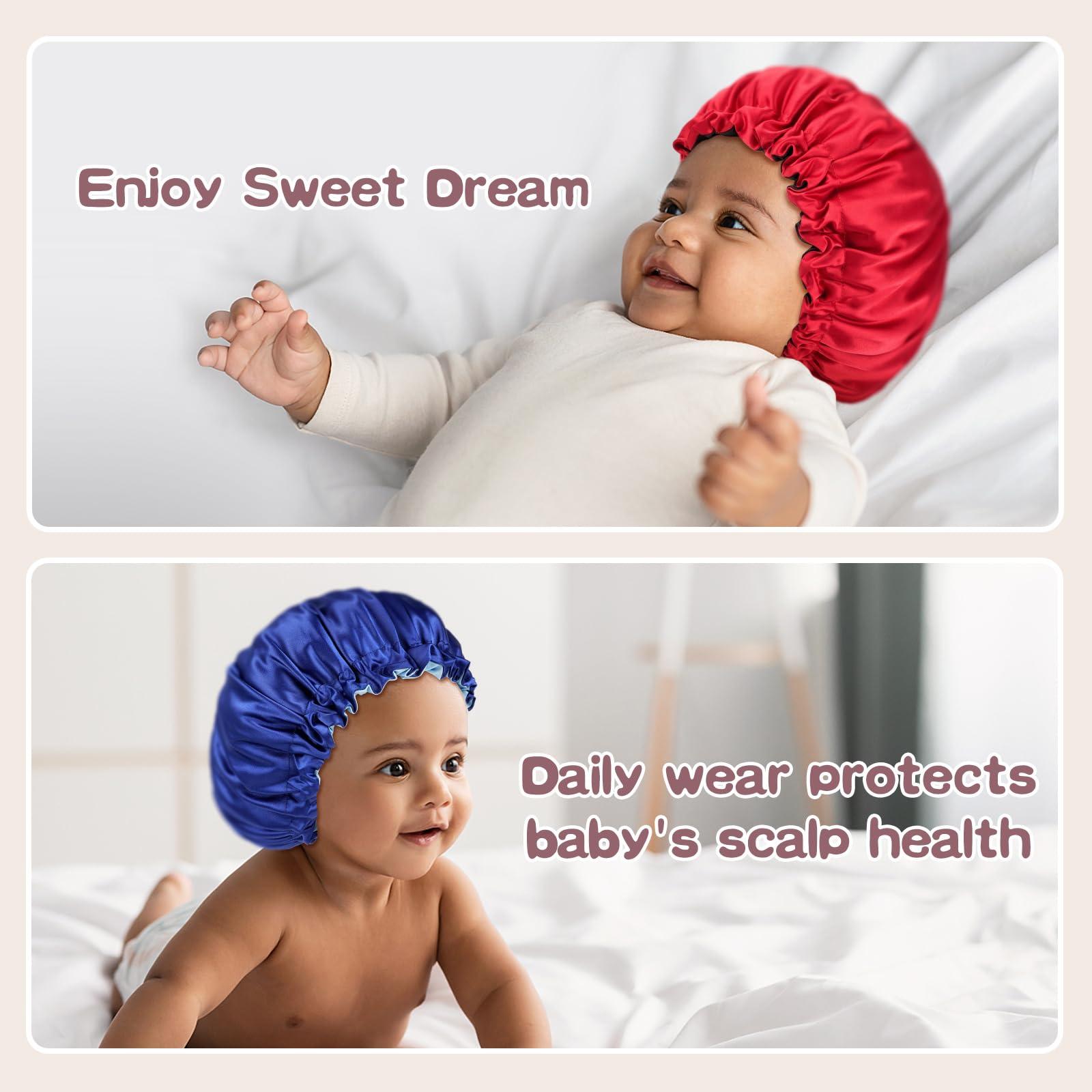 Fittia Baby Bonnet for 6-36 Months Sleeping: Reversible Smooth Satin for No Mess Toddler\'s Curly Hair, Adjustable Band No Slip
