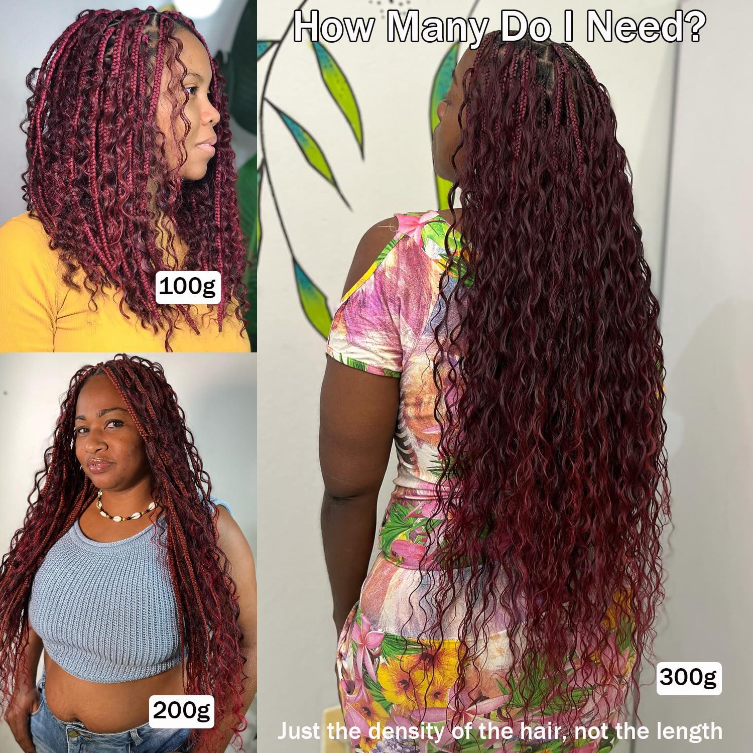 Hoscod Burgundy Human Braiding Hair 22 Inch Deep Wave Bulk Human Hair For Braiding Boho Braids 100g 99J Human Braiding Hair Water Wave Red Human Hair for Braiding Micro Braids Wet And Wavy Human Hair