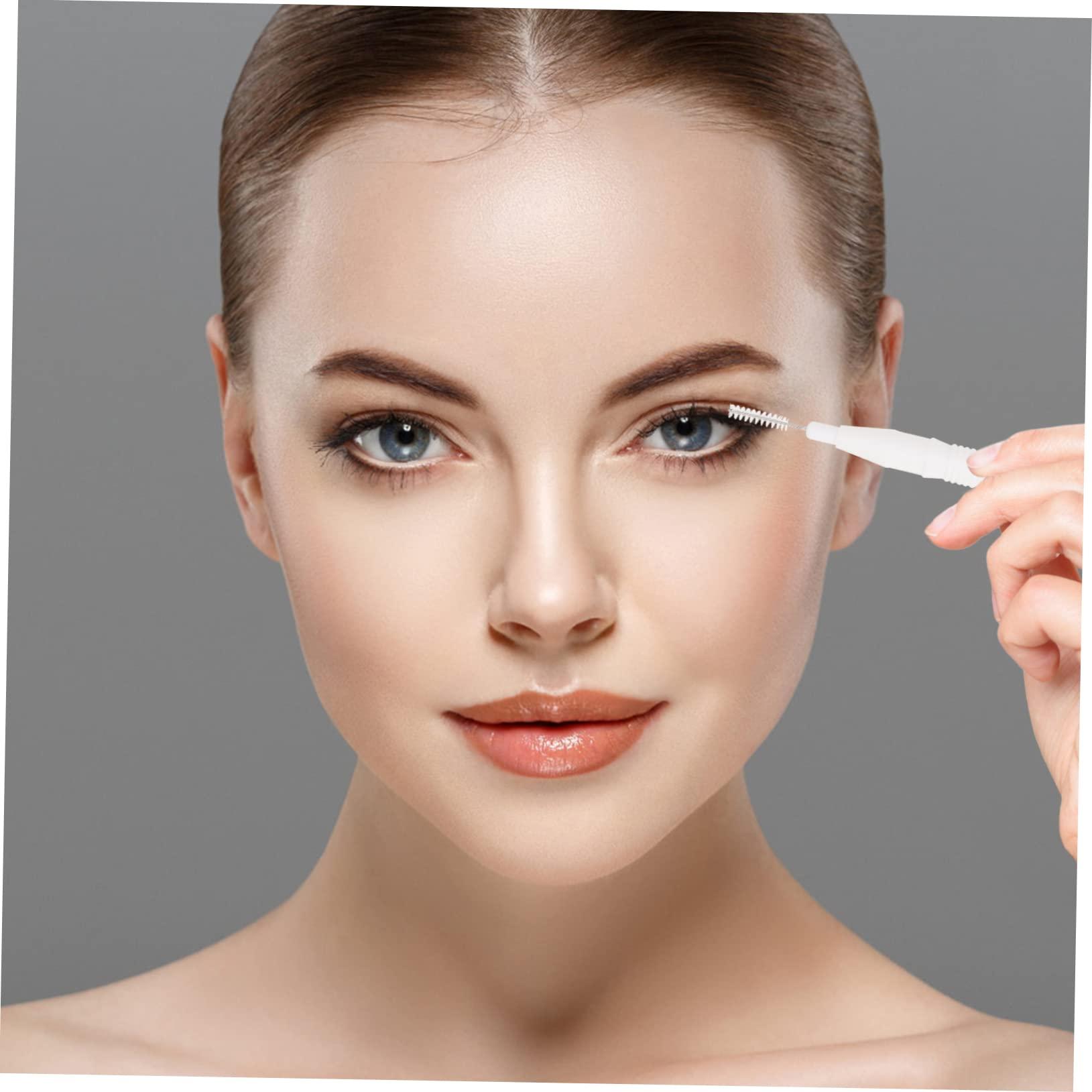 MERRYHAPY MERRYHAPY 20pcs Micro Eyebrow Brush with Cap Palette Eyelash Cosmetic Kit Eyebrows Tiny Eyebrow Comb Lashes Fluffy Wispy Mini Brow Brush Razor Glitter Mascara Mini Makeup Brush Pp White