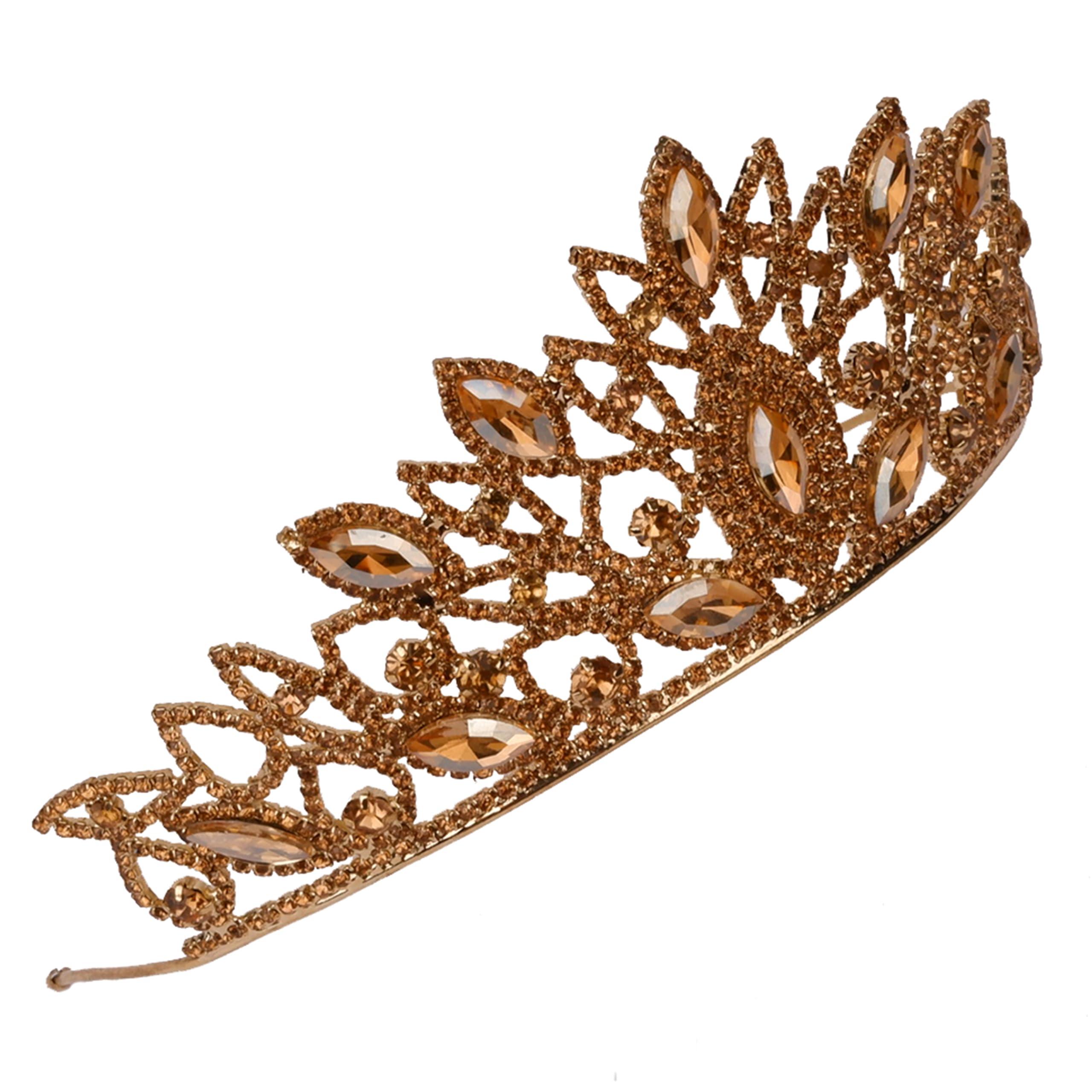 Limelia Wedding & Accessories LIMELIA Women\'s Tiara - Crown for Henna Wedding Party | Glitter Hair Accessories for Bridal Birthday Pageant Prom Halloween Cos-play Costume Christmas Party| Traditional Crystal - Honey