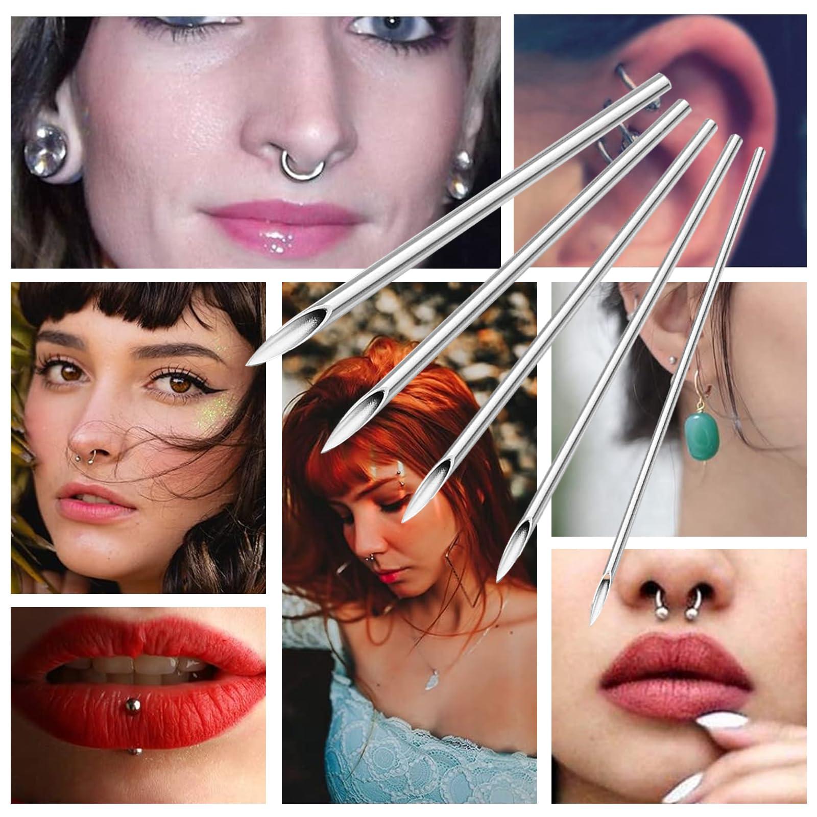 WOLAYI Piercing Needles,40PCS 13G Stainless Steel Sterile Disposable Surgical Steel Piercing Needles for Belly Navel Nipple Tongue Ear Piercing Needle(13G)