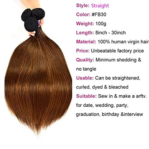 Beauty Forever Beauty Forever Malaysian Straight Hair 3bundles #FB30 Balayage Ombre Human Hair Weave, 10 12 14Inch Straight Bundles 3PCS Deals Virgin Hair Extensions