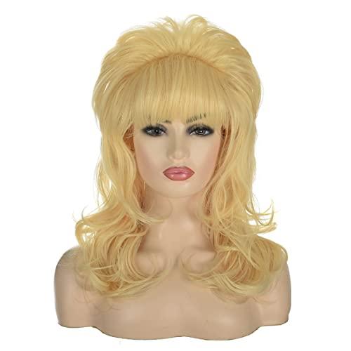 QACCF QACCF Women 80s Wig Drag Hair Housewife Big Beehive Women Updo 60s Retro Bouffant Vintage Costume Wig (Blonde)