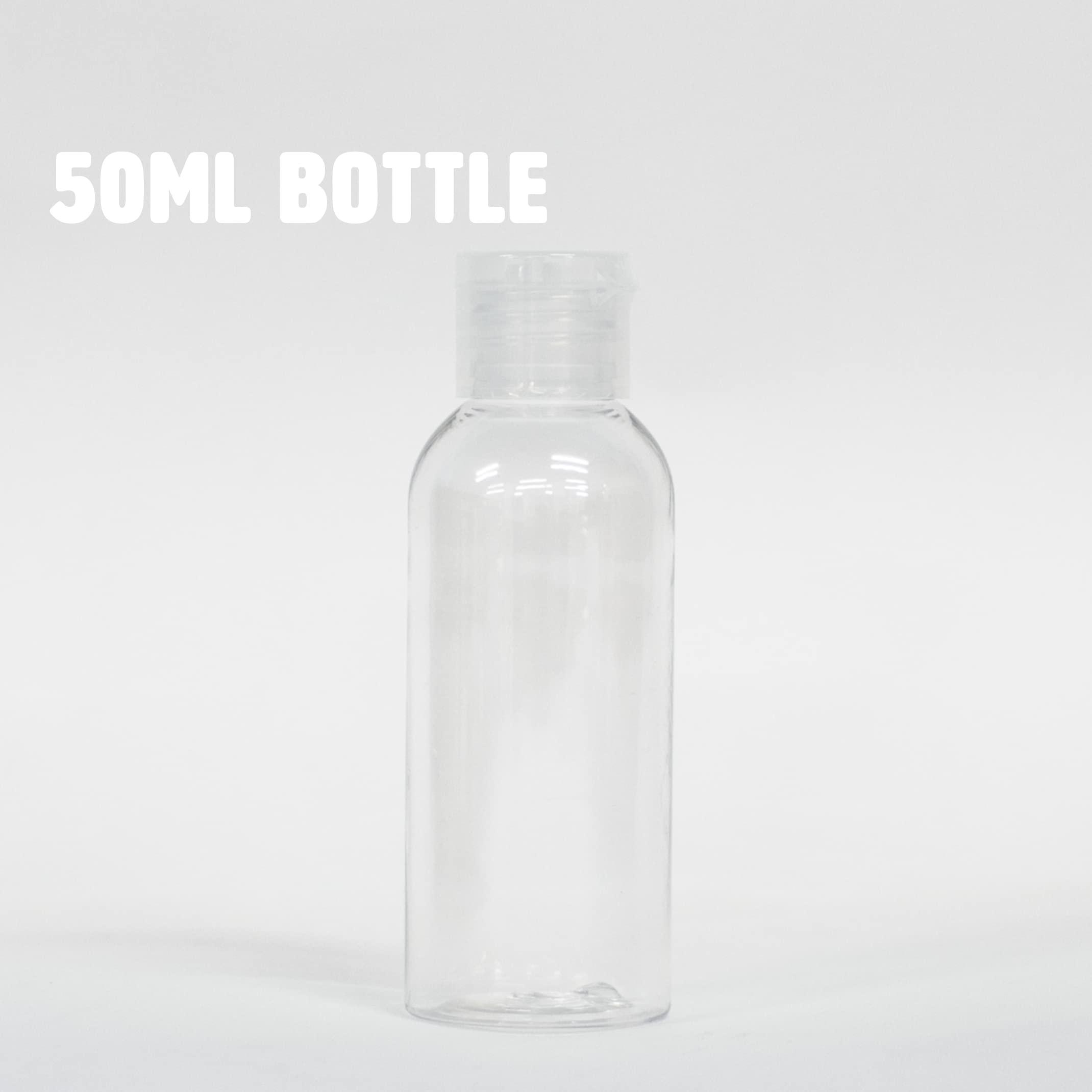 Palm Safe 50ml Plastic Travel Bottles with Flip Cap - 10 Pack