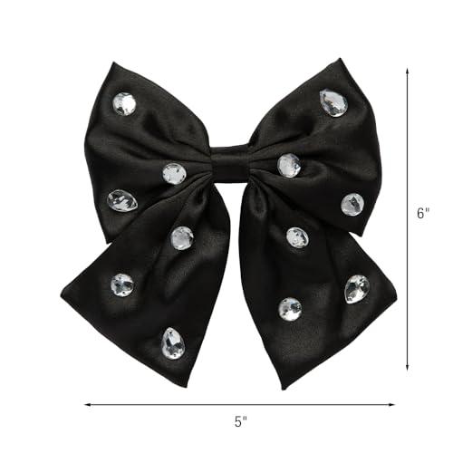 Conair Scunci by Conair Bow Barrette w/Gem Stones - hair accessories - hair accessories for women - Holiday - Black bow - Black hair bows