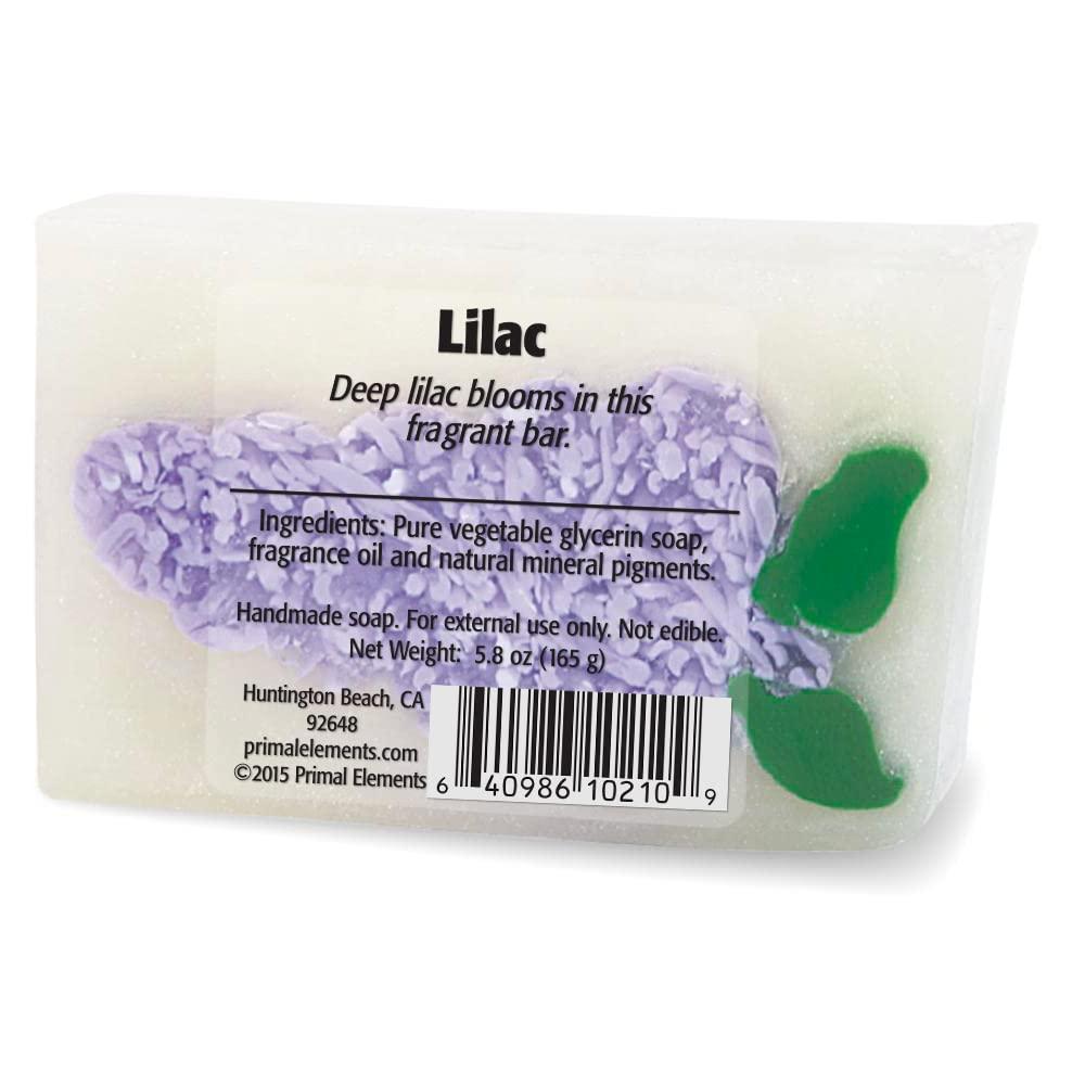 Primal Elements Primal Elements Glycerin Bar Soap | Helps All Skin Types, Sensitive, Oily & Dry Skin | NO PARABENS, VEGAN, GLUTEN FREE, 100% VEGETABLE BASE - (Lilac)