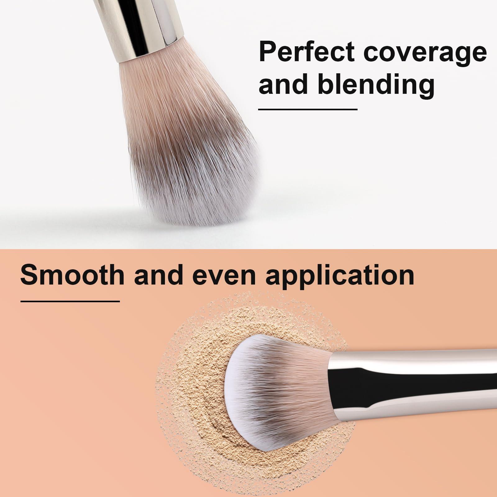 TEOYALL TEOYALL Highlighter Brush, Small Plush Fluflly Synthetic Bristles Tapered Under Eye Setting Brush for Bronzer Cheek with Loose Powder