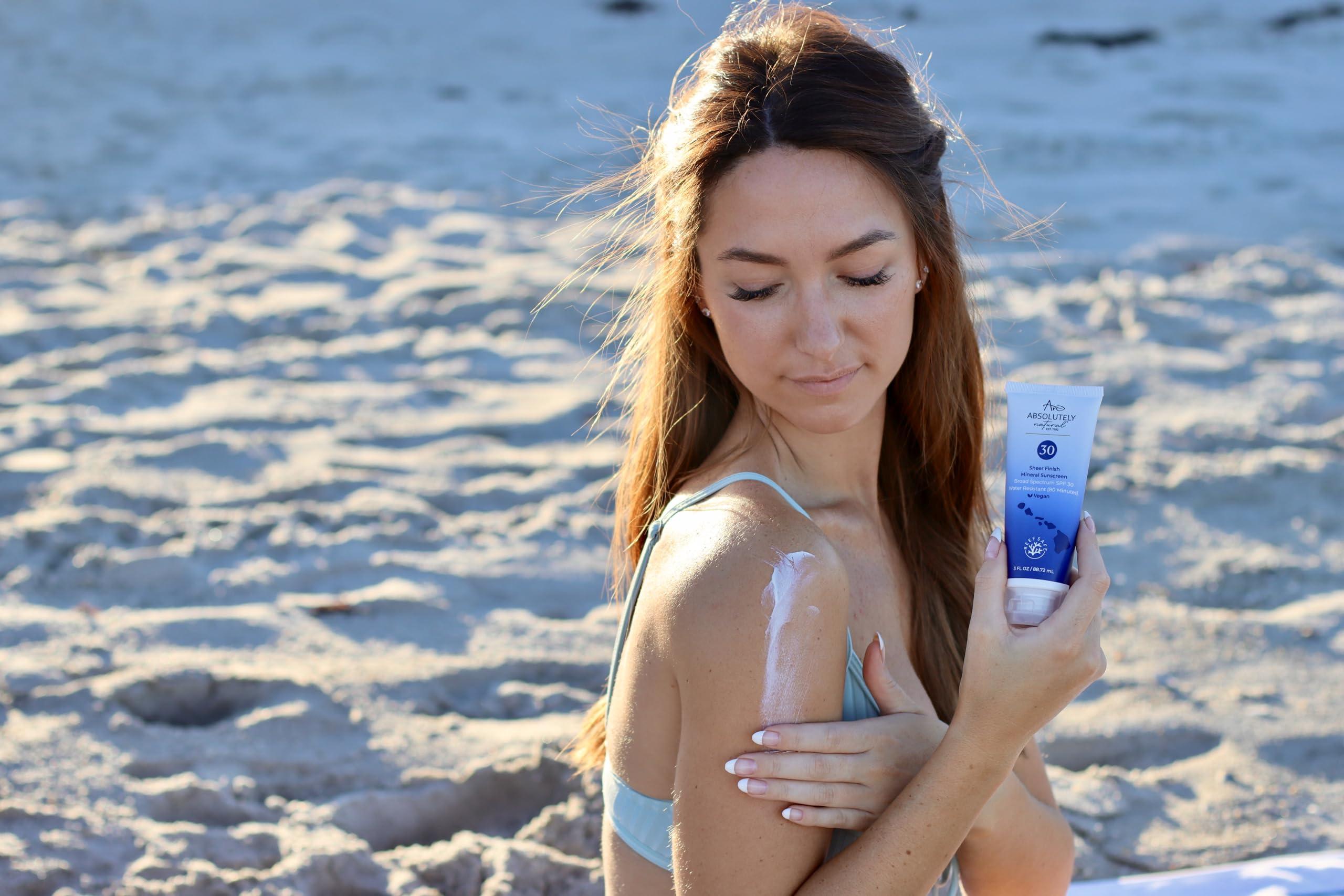 Absolutely Natural Absolutely Natural - SPF 30 Mineral Sunscreen - Broad Spectrum Water Resistant Moisturizer Lotion For Body & Face - With Non-Nano Zinc Oxide, Vitamin E, & Antioxidants - Made in USA, 3 Oz