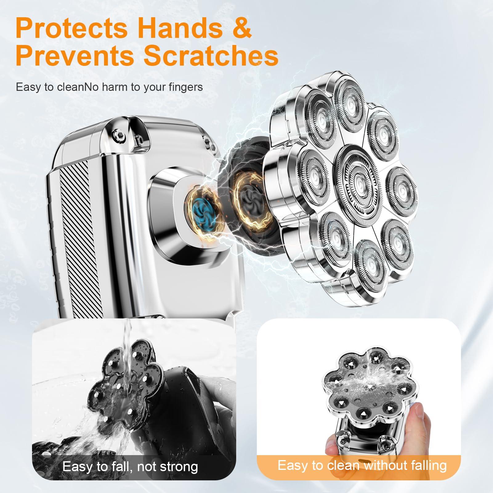 CST-Berger Head Shaver for Bald Men,2024 Upgrade 9-in-1 Mens Electric Shaver Bald Head Shaver for Men,Electric Razor for Bald Men IPX7 Waterproof Rotary Shaver Grooming Kit with LED Display