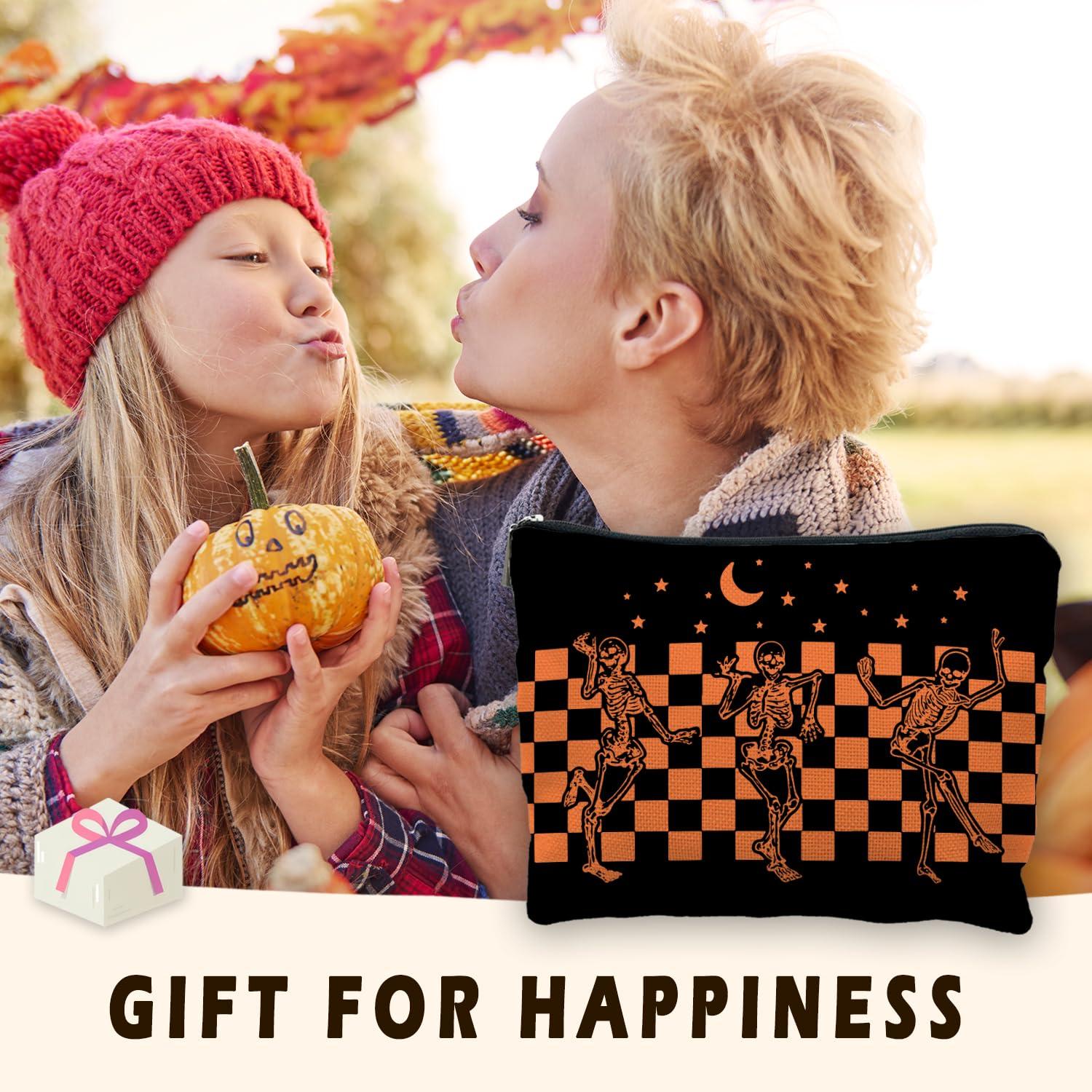 RYYCDOI RYYCDOI Funny Gothic Skeleton Makeup Bag, Halloween Makeup Bag, Halloween Gifts for Women, Witchy Makeup Bag for Women, Dark Academia Makeup Pouch, Cool Makeup Bag, Horror Makeup Bagorange