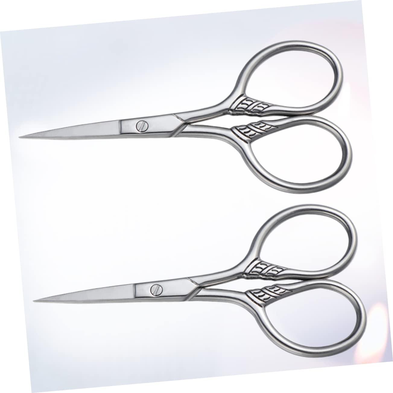FOMIYES FOMIYES Mens Mustache Grooming Scissors 2Pcs Stainless Steel Trimming Shears Silver Professional for Barbershop Use