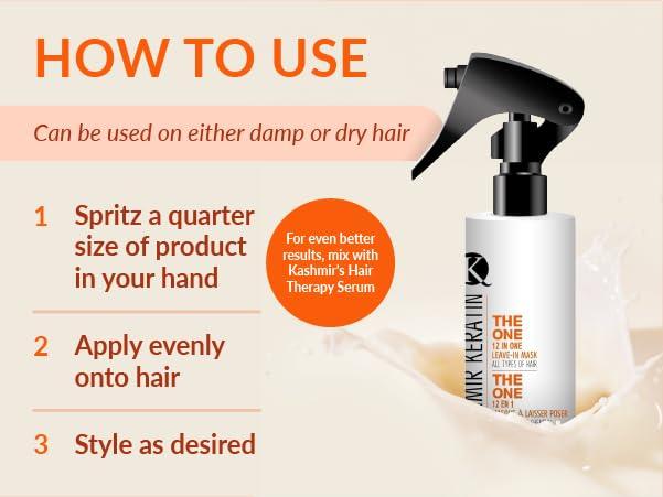Belle of Hope kashmir keratin THE ONE Leave In Conditioner 12 in 1 Hair Treatment, for Damaged Hair Repair | Volumize & Condition | Sulfate-Free Spray Conditioner | For all types of Hair 3.38 Fl.Oz.