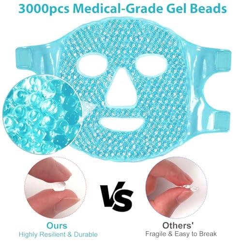 BeeVines BeeVines Ice Face Mask, Cooling Gel Pack for Puffy Eyes, Cold & Hot Reusable Compress, Frozen Eye Packs Masks for Women for Dark Circles, Puffiness & Allergies (Blue)