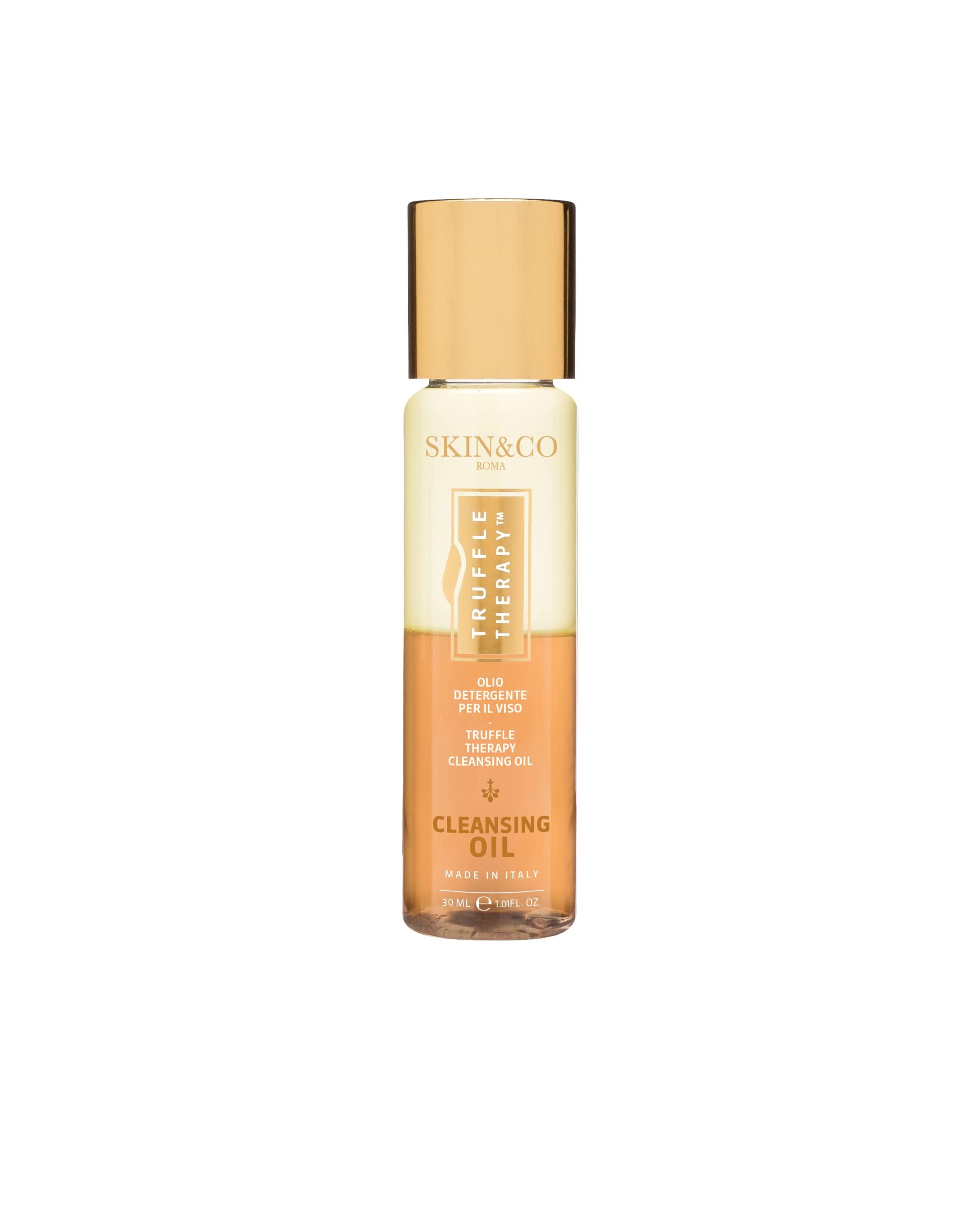 SKIN&CO Roma SKIN&CO Truffle Therapy Cleansing Oil, 30ml - Made in Italy, Bi-phasic makeup removing cleanser formulated with Black Winter Truffle Extract, Sweet Almond Oil, Argan Oil, and Aloe Vera