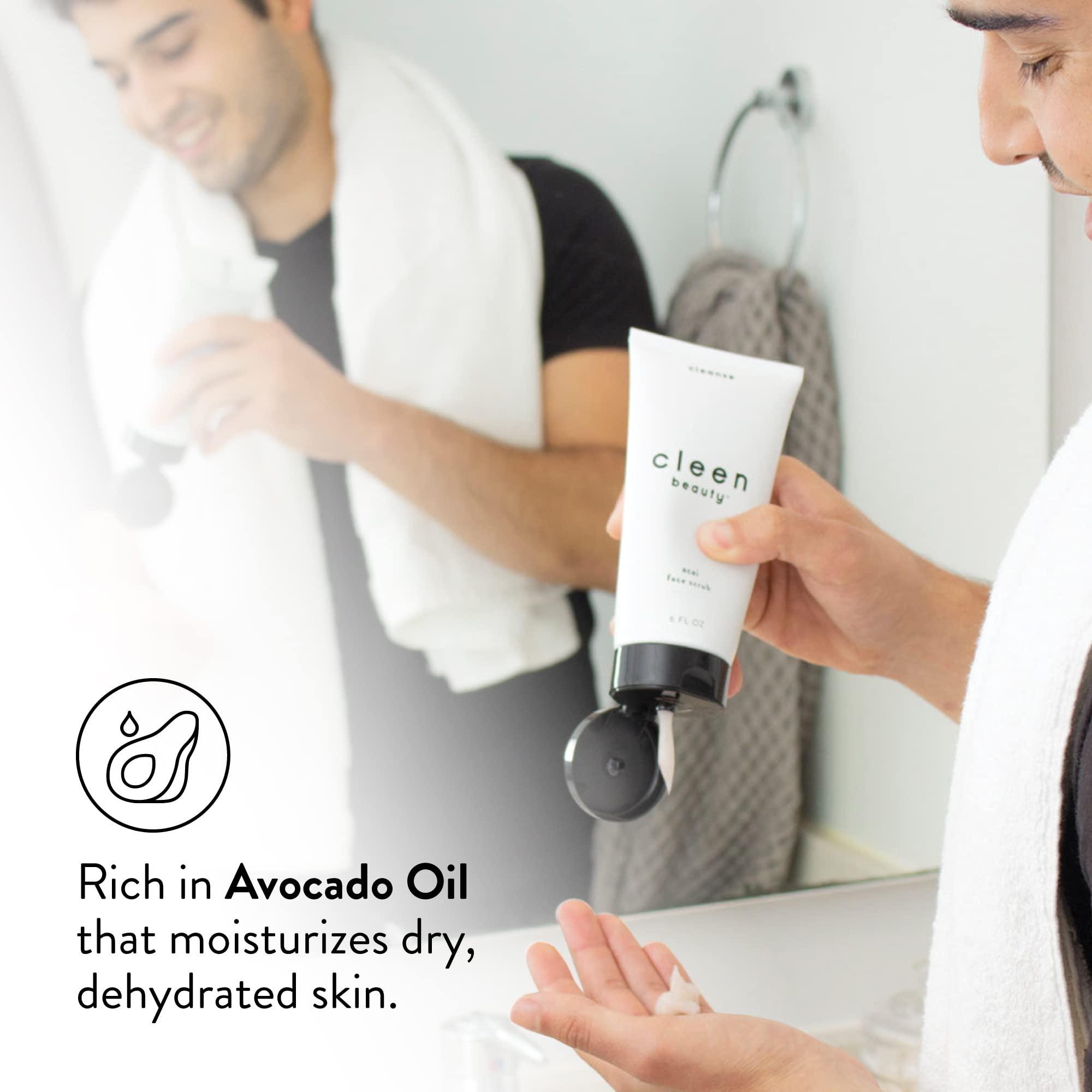 CLEEN BEAUTY Cleen Beauty Acai Face Scrub | Acai Face Exfoliator | Exfoliating Face Wash with Brazil Nut Oil & Avocado Oil | Facial Scrub - Paraben Free, SLS Free | Exfoliating Face Scrub | 6.0 Fl Oz