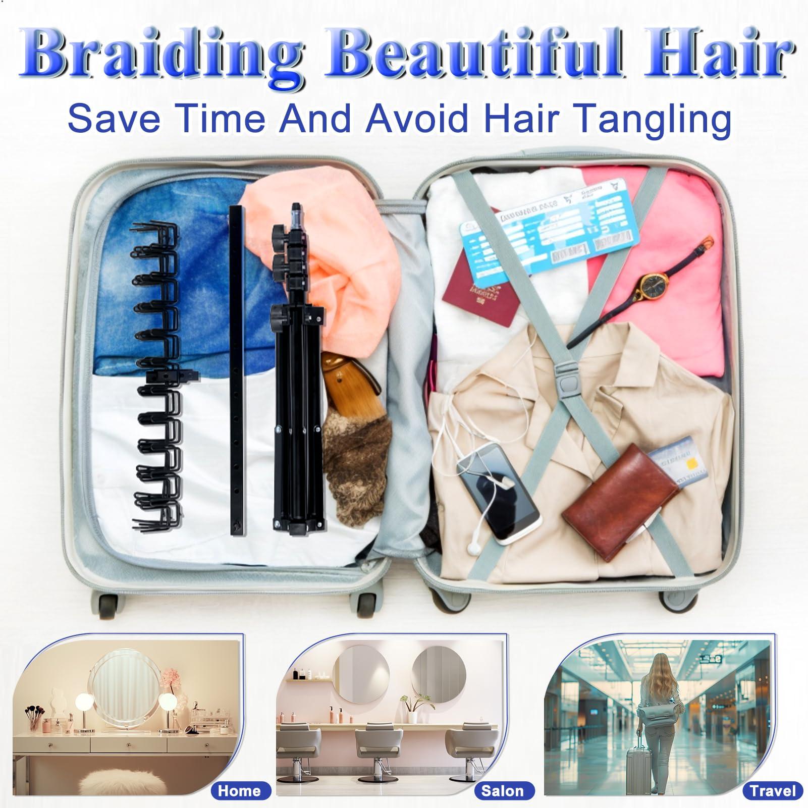 MIVERYEA Braiding Hair Rack Standing with 120 Pegs, Height Adjustable 2-Side Hair Divider for Braiding Hair Separator Stand Metal (Black)