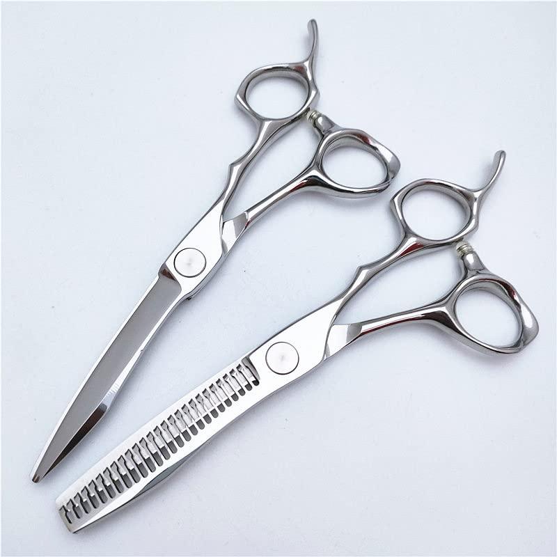 WGGTX Professional Hair Cutting Shears, 6-inch haircut scissors sword type hair scissors tooth cut thin scissors salon hair clipping flat shear set (Size : Set)