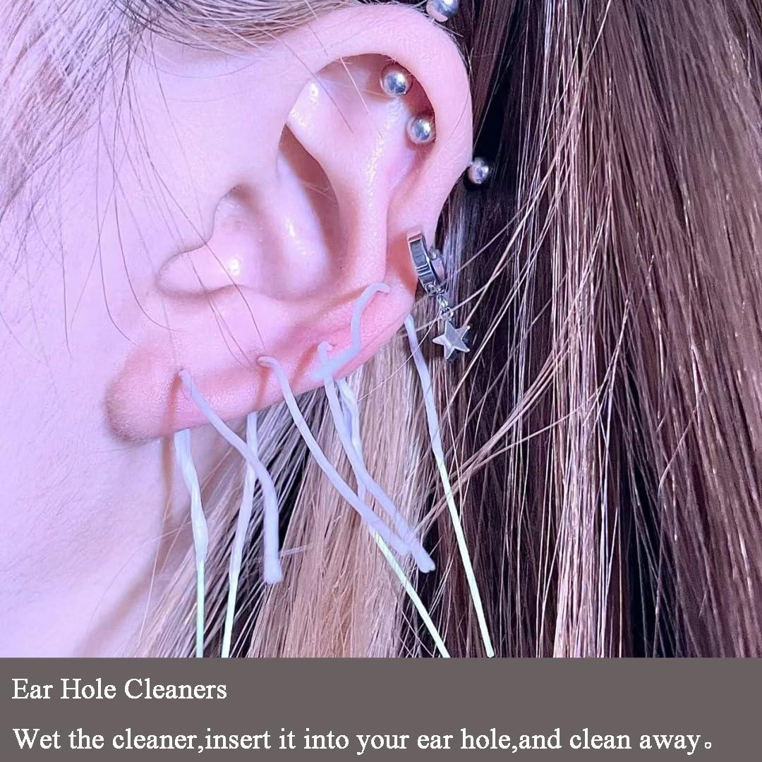 Vessantara Ear Piercing Kit-10 PCS Disposable Self Ear Piercing Gun Cartilage Surface Tragus Piercing Tools with Golden Earrings Stud Ear Hole Cleaners