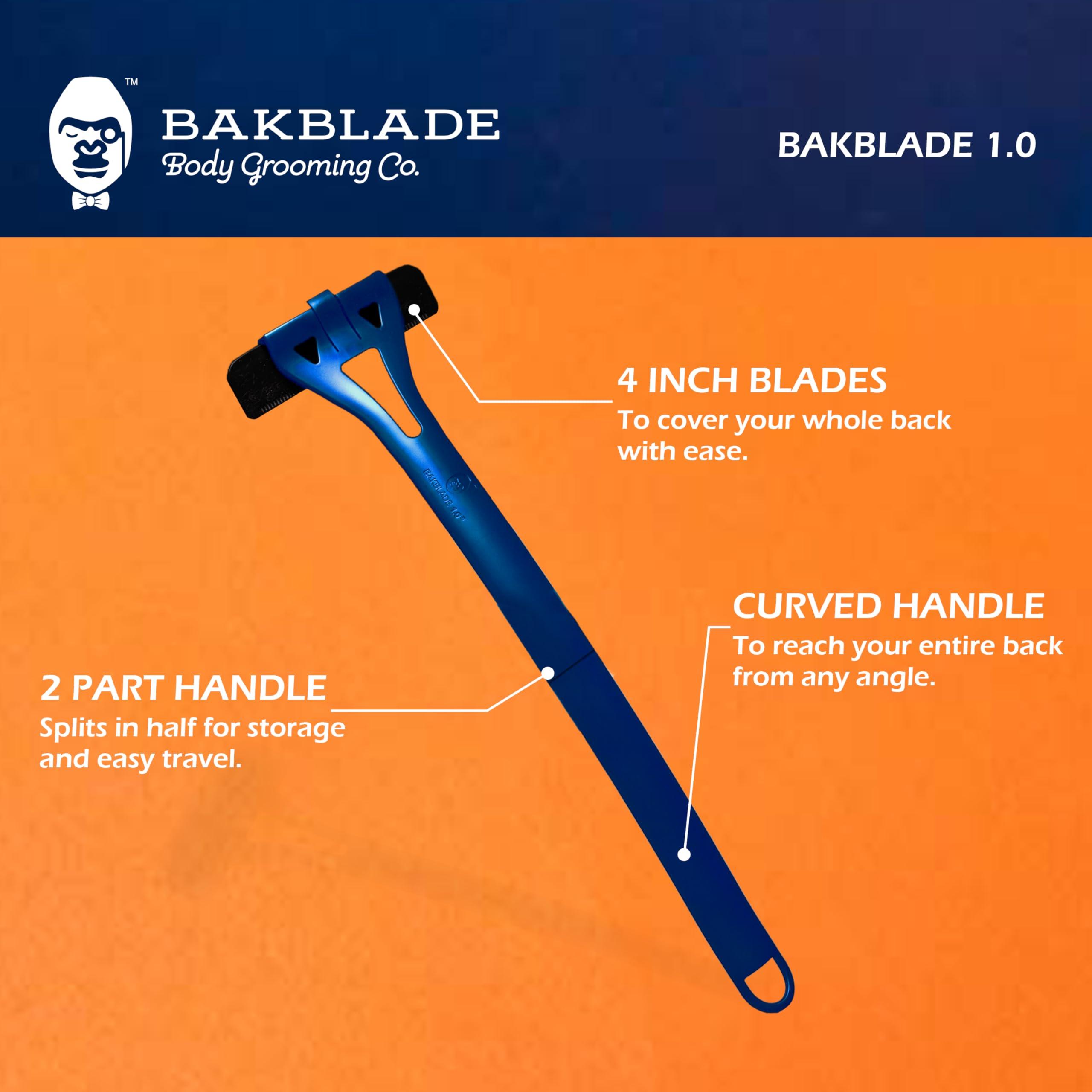 baKblade Bakblade 1.0 Back Shavers Men, Hair Removal Body Shaver (DIY) - Extra-Long Handle Trimmer, Wet Dry Shave