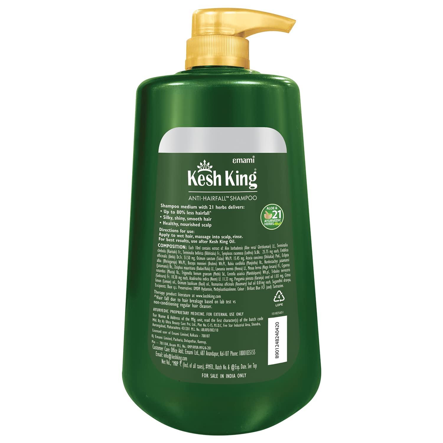 KESH KING KESH KING Anti Hairfall Shampoo | with 21 Ayurvedic Herbs & Aloe Vera | Provides Healthy Nourished Scalp | for Shiny & Smooth Hairs | 33.81. Fl Oz/1000ml
