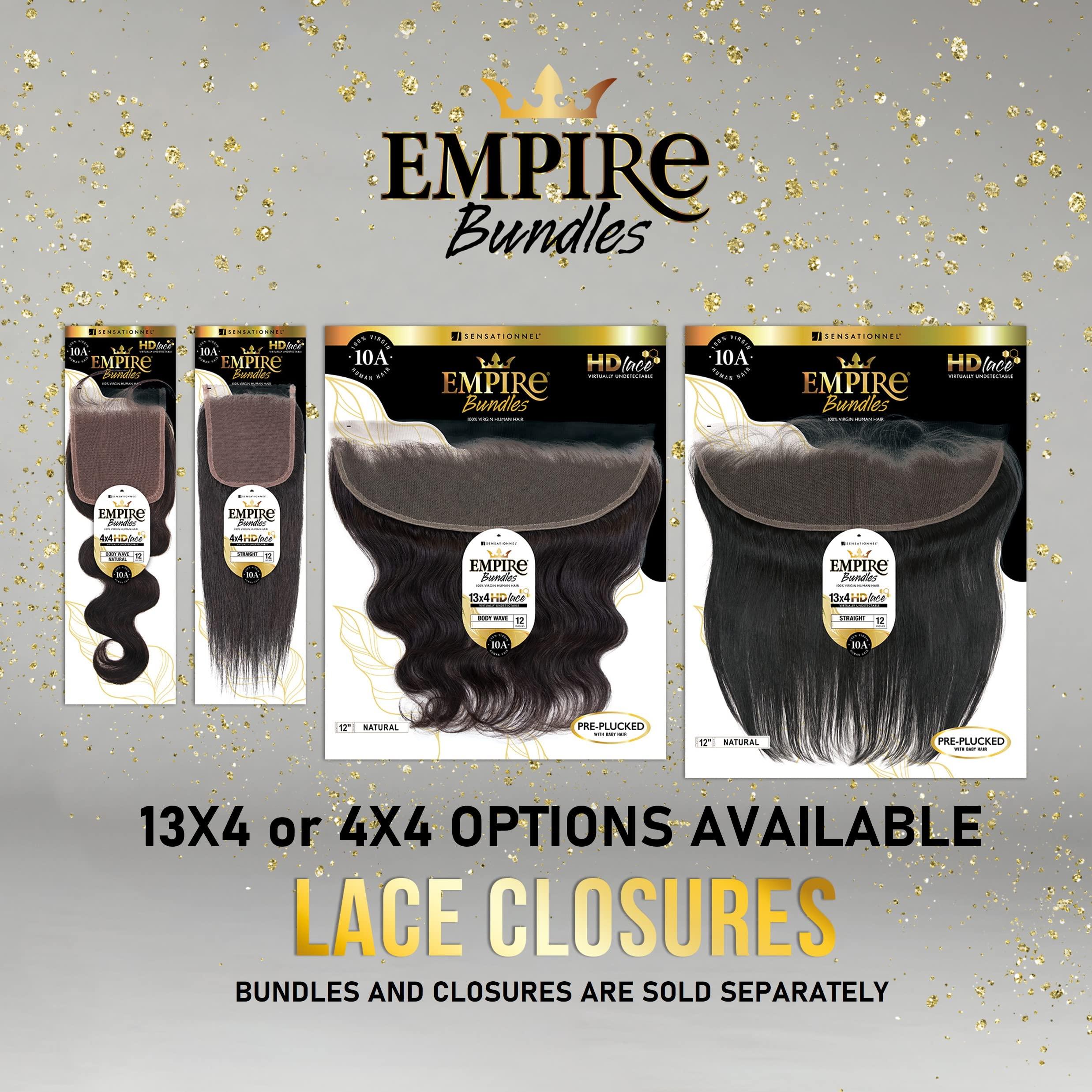Sensationnel Sensationnel Empire bundle 13x4 closure - HD lace bundle weave hair large free parting lace frontal closure unprocessed human hair weave straight - 12 inch (NATURAL/BLACK)