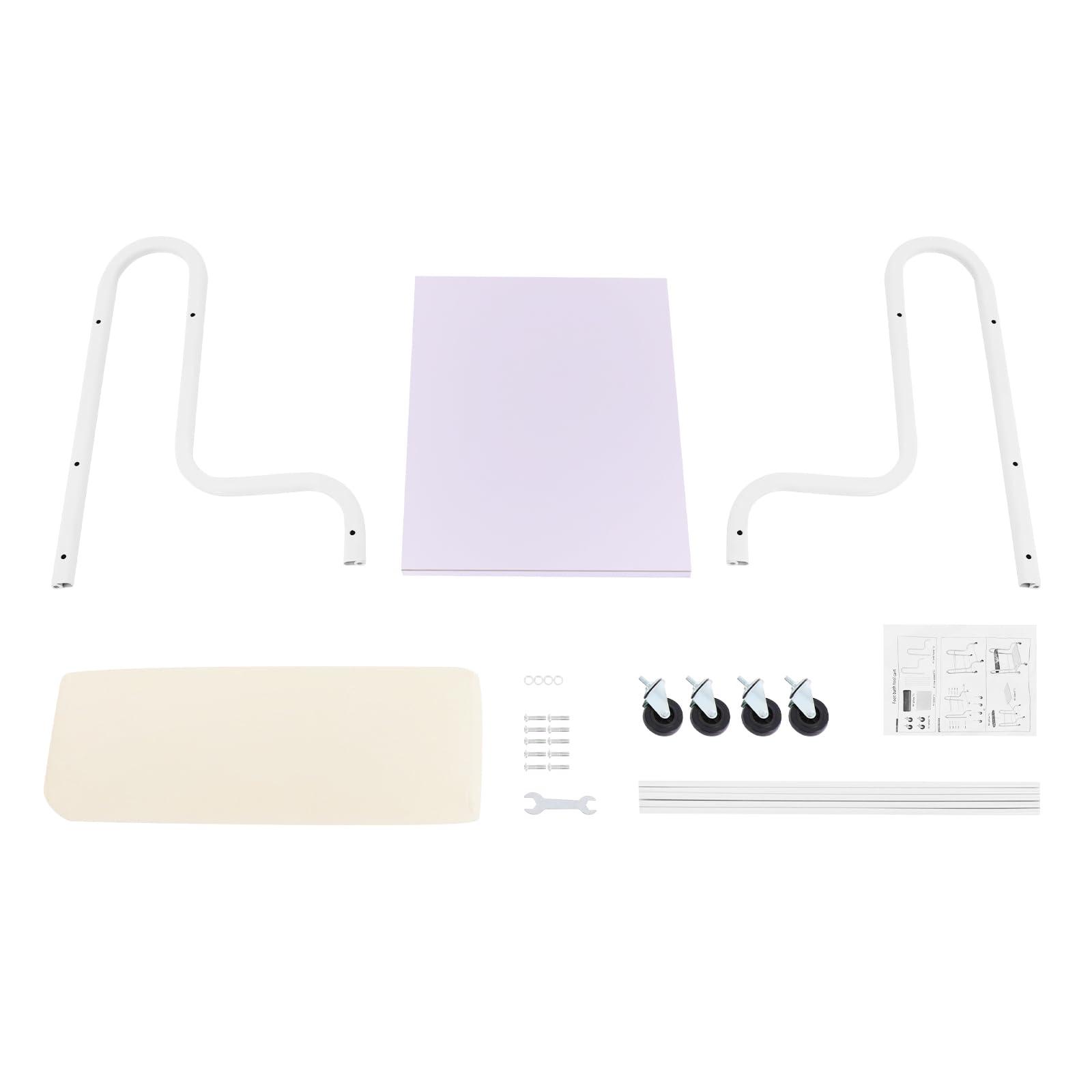 EurHomePlus Beauty Salon Trolley Pedicure Cart with Wheels, Foot Bath Trolley Manicure Foot Rest Portable Esthetician Trolley Cart Nail Or Foot Bath Beauty Salon for Foot Rest Pedicure Massage (White)