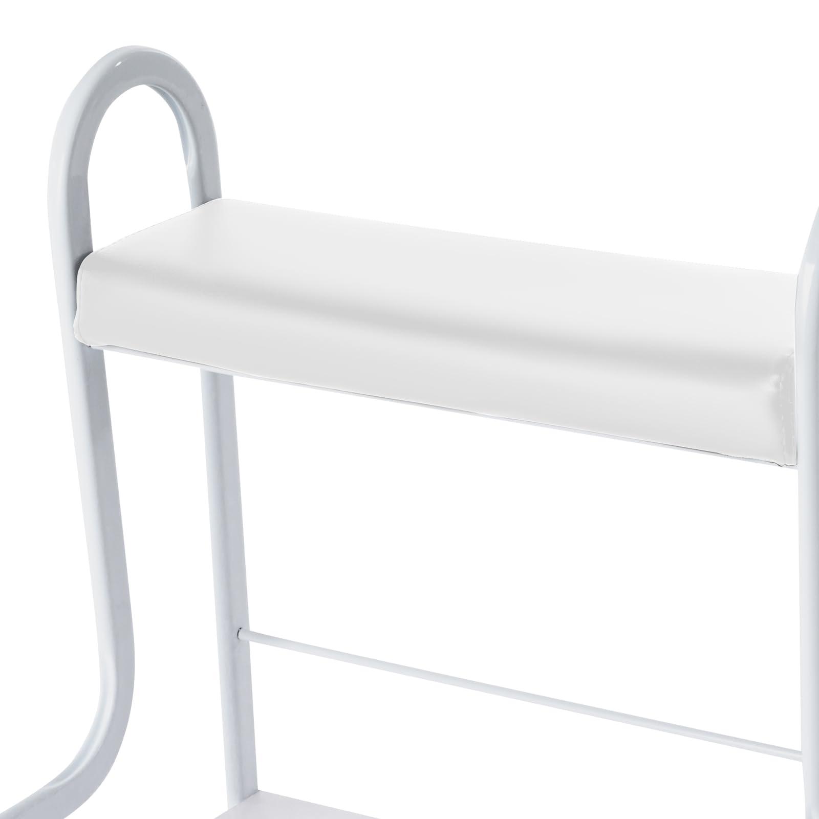 Pinelicorn Pedicure Foot Rest Cart Pedicure Stool with Wheels & Foot Pad, Beauty Salon Nail or Foot Bath Spa Portable Rolling Trolley, Esthetician Trolley Pedicure Manicure Footrest (White)