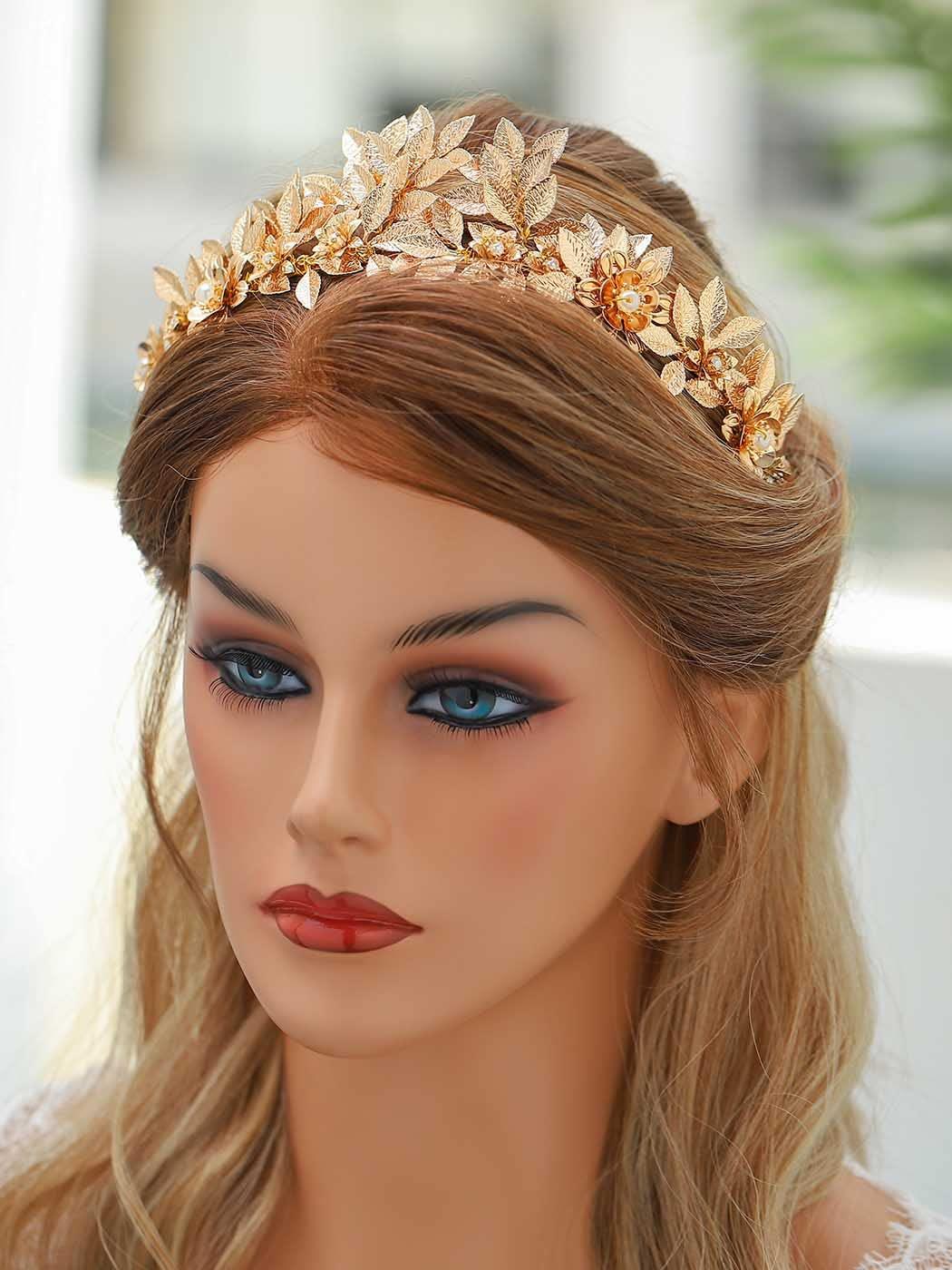 Brishow Brishow Gold Leaf Headband Geek Goddess Headpiece Roman Laurel Wedding Headdress Olive Branch Hair Accessories for Women and Girls