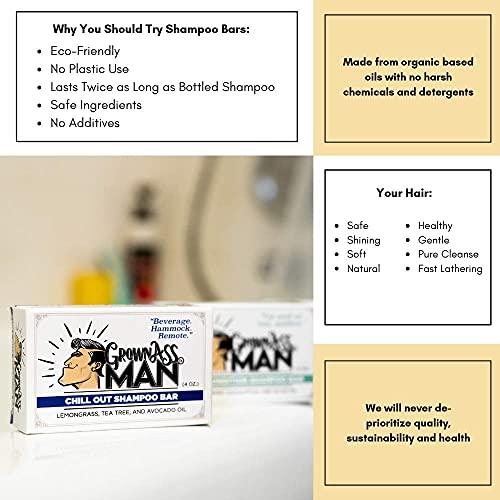 Grown Ass Man Co. Grown Ass Man Co. - Solid Shampoo Bar Rich Lather 3 in 1: Hair, Beard & Body Wash - Plastic Free & Eco-Friendly, Natural & Organic Clean for All Hair Types, 4oz Bar (Mint Condition, Single)