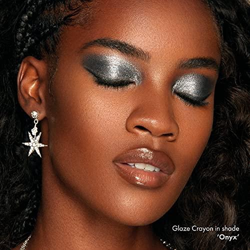ICONIC LONDON ICONIC LONDON Glaze Crayon | Dual Ended Eyeshadow Stick for Sparkling, Wet-Look Glazed Effect, Cruelty Free, Vegan Makeup, Onyx (Gunmetal) 0.92 oz
