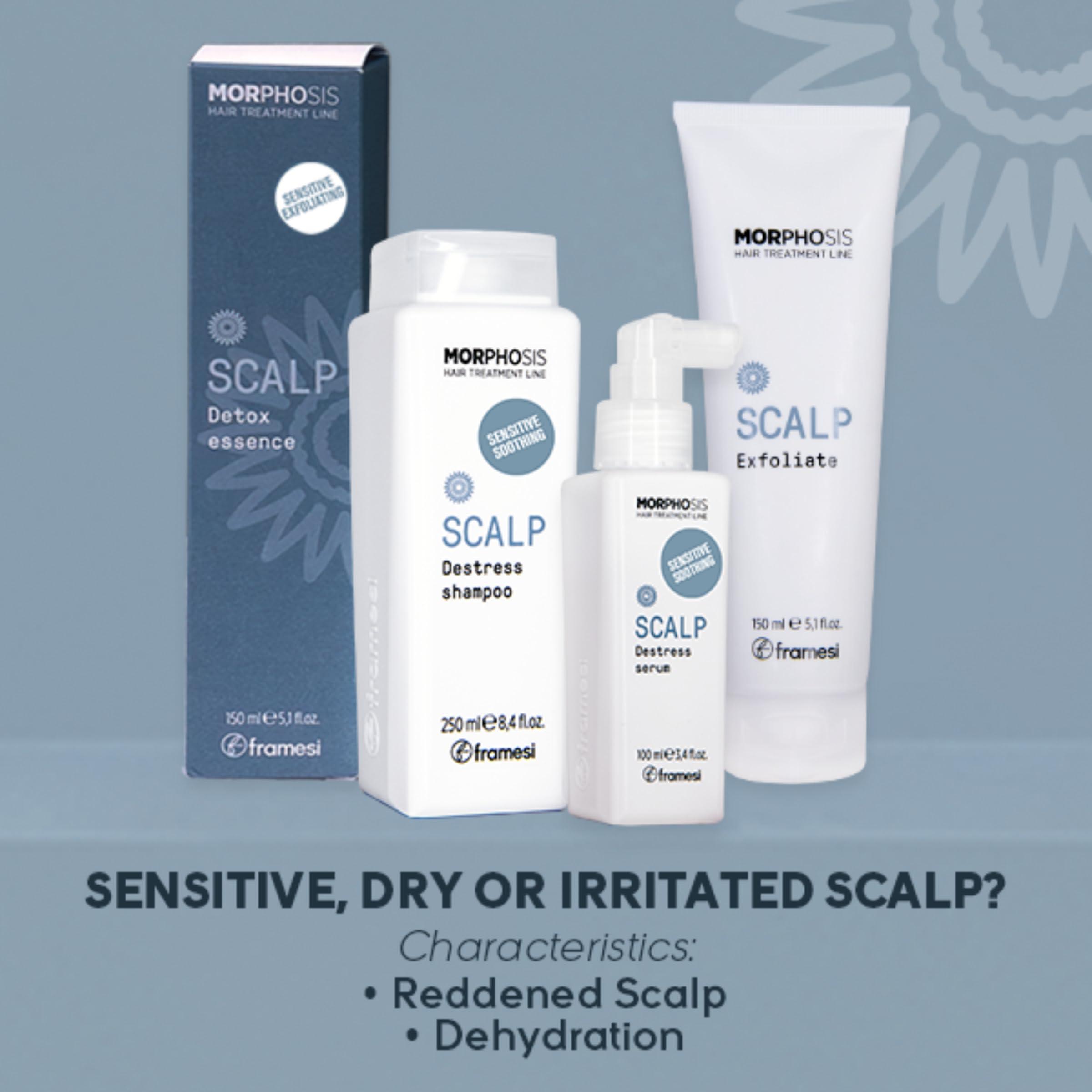 FRAMESI FRAMESI Morphosis Scalp Destress Shampoo 8.4 fl oz, Soothing Shampoo for Sensitive Scalps, Natural Ingredients and pH Balanced