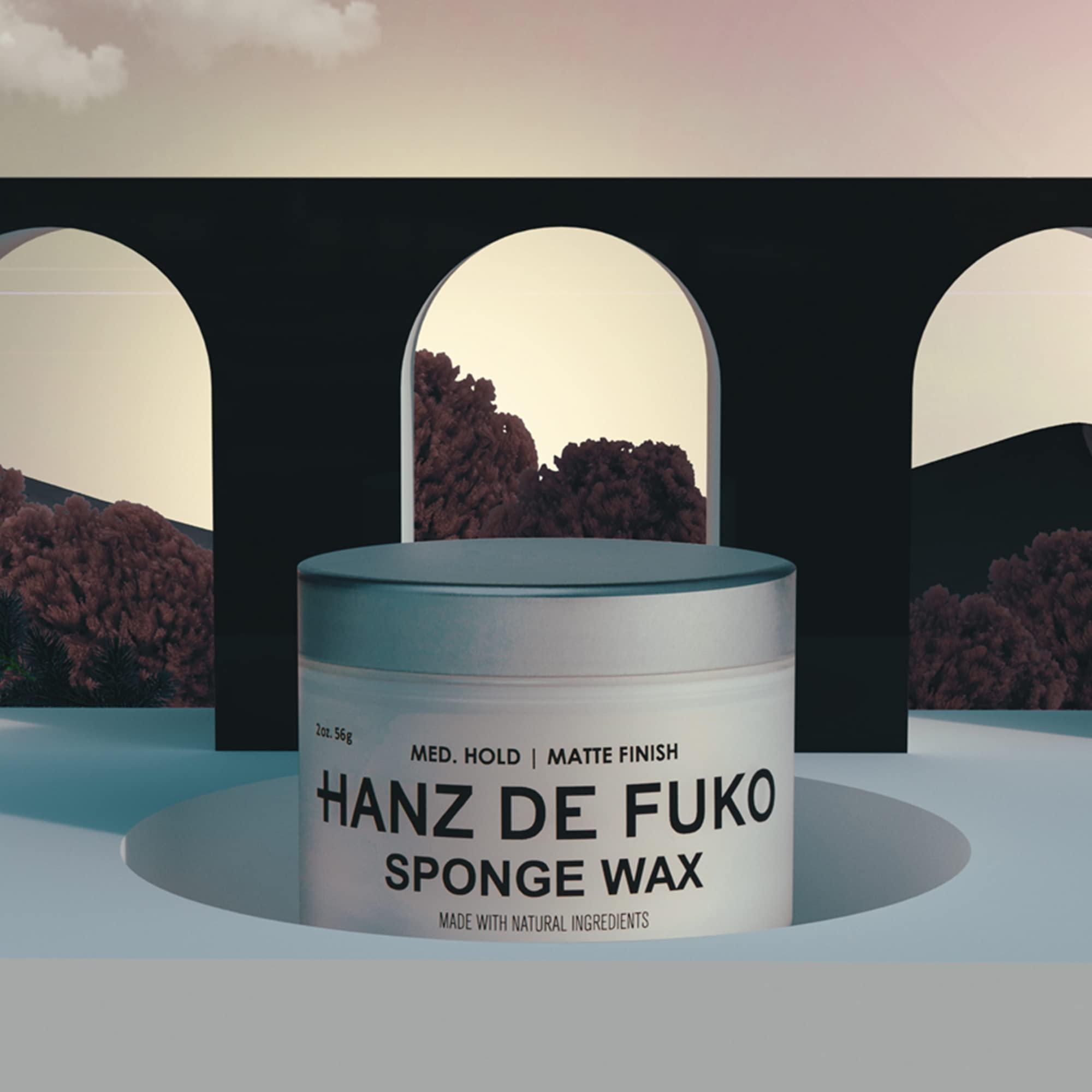 Hanz de Fuko Hanz de Fuko Sponge-Wax  Premium Mens Hair Styling Wax with Medium Hold & Semi-Matte Finish  2oz