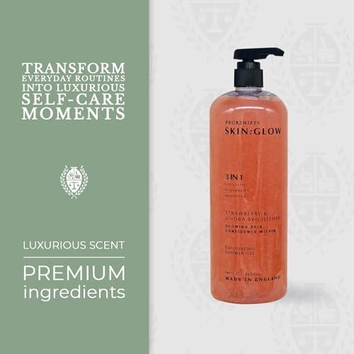 Pecksniff\'s Pecksniff\'s Strawberry and Jojoba Brightener Exfoliating Shower Gel | 1000 ml / 33.80 Fl Oz