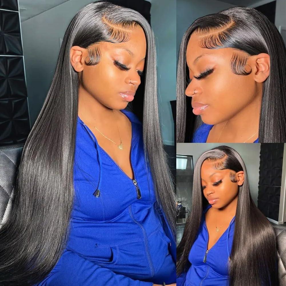 Hermosa Hermosa 220% Density HD Transparent Lace Front Wigs Human Hair for Women 12A Brazilian Straight 13x4 Human Hair Lace Front Wigs Pre Plucked with Baby Hair Natural Hairline 26 inch