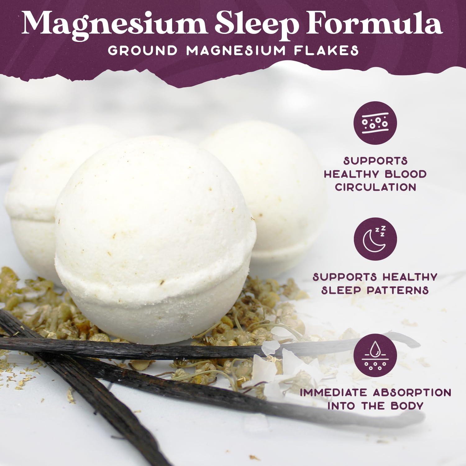 PURPLE CANYON Purple Canyon Bath to Bed Natural Bath Bombs | Relaxing Sleep Support with Magnesium | Chamomile and Vanilla Scented Handmade Bath Bombs Set