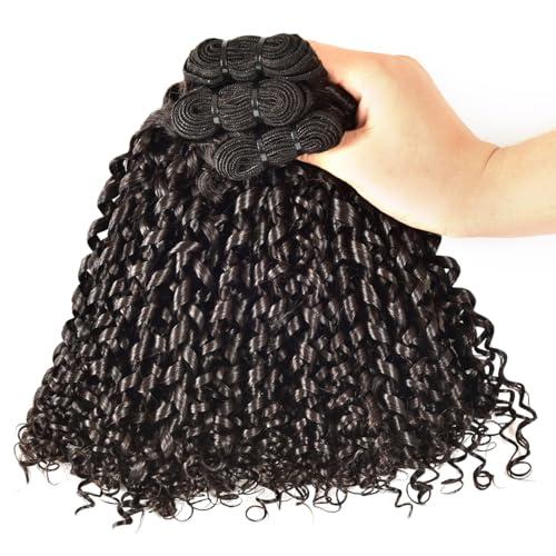 beauty youth Pixie Cut Curly Human Hair Bundles - Curly 100% Human Hair Weave 4 Bundle(10 10 10 10 inches) Pixie Cut Curly Brazilian Pixie Curly Cut Virgin Human Hair Extensions 50g/bundle Natural Color