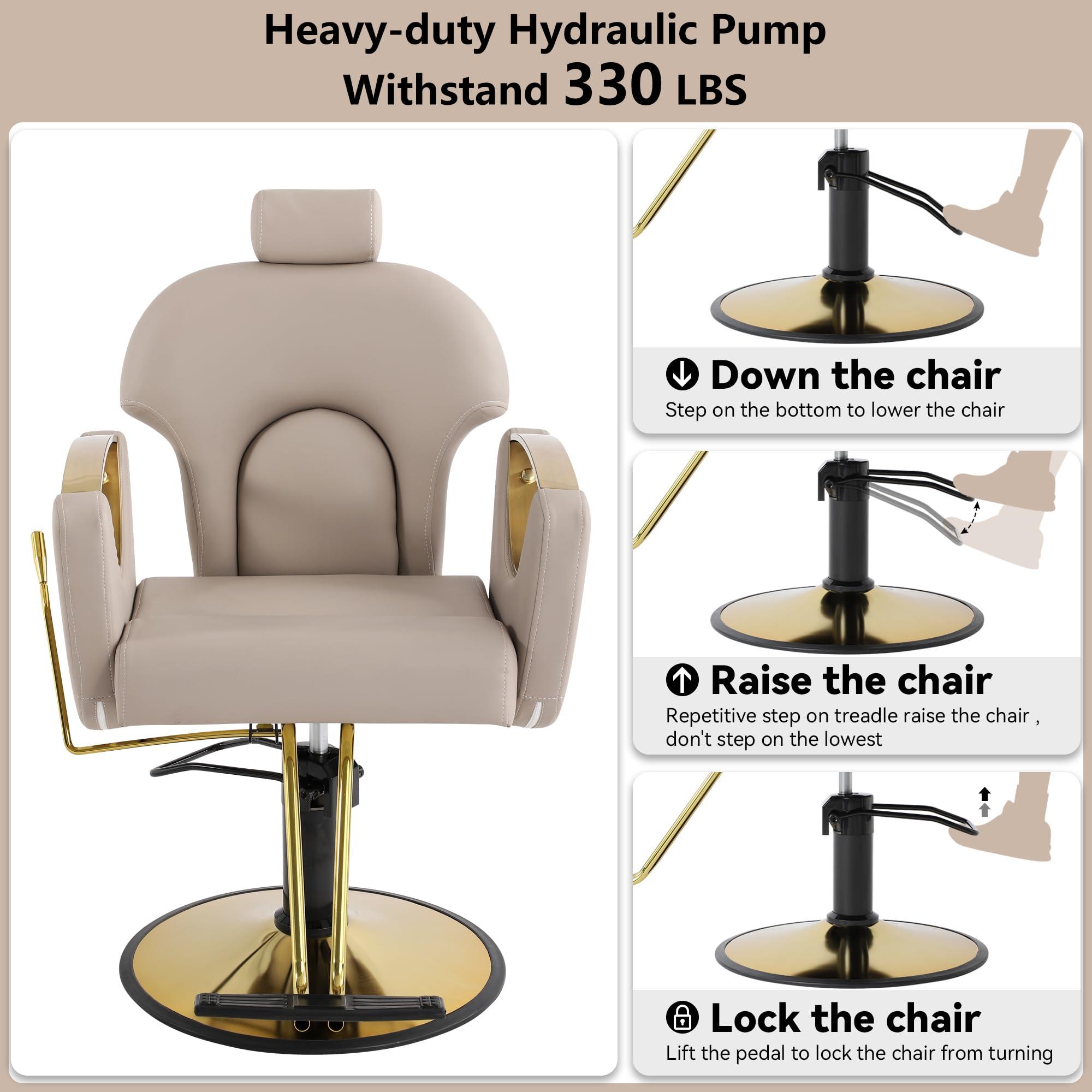 YOCONYO YOCONYO Barber Chair, Reclining Hair Salon Chair, 360 Degrees Swivel Styling Chair, Height Adjustable Hydraulic Shampoo Chair, Spa Equipment (Gray)