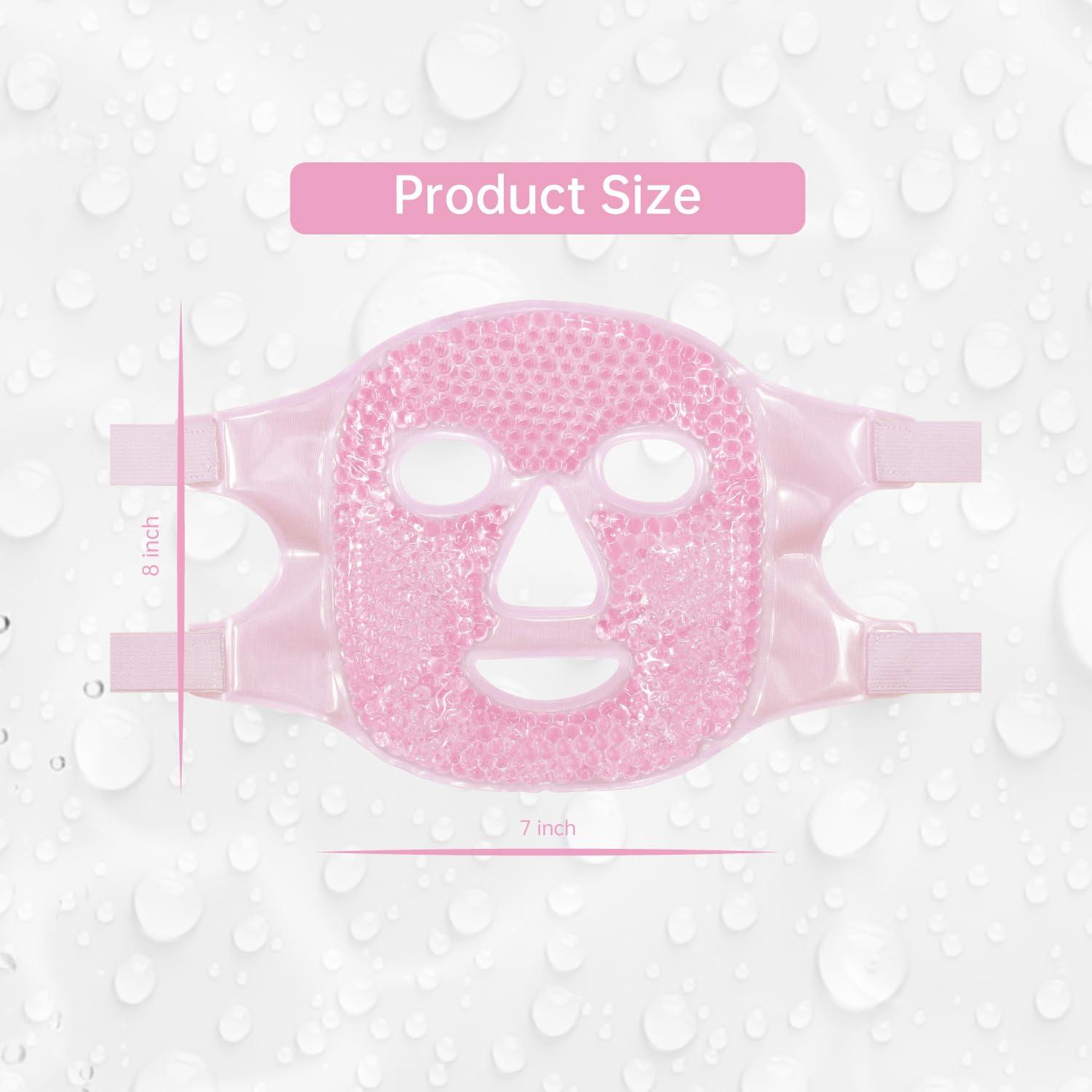 ZNCUETD Face Eye Mask Ice Pack for Reducing Puffiness, Bags Under Eyes, Puffy Dark Circles, Migraine,Hot/Cold Pack with Soft Plush Backing (Pink #19)