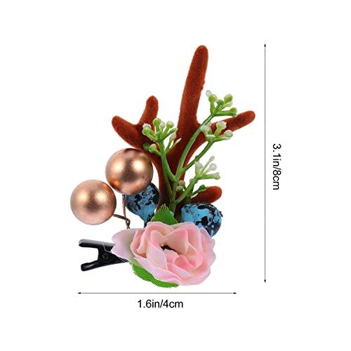 Beaupretty Beaupretty 1 Pair Christmas Antlers Hair Clips Reindeer Antler Headband Deer Horn Barrettes Christmas Hair Accessories for Women Girls