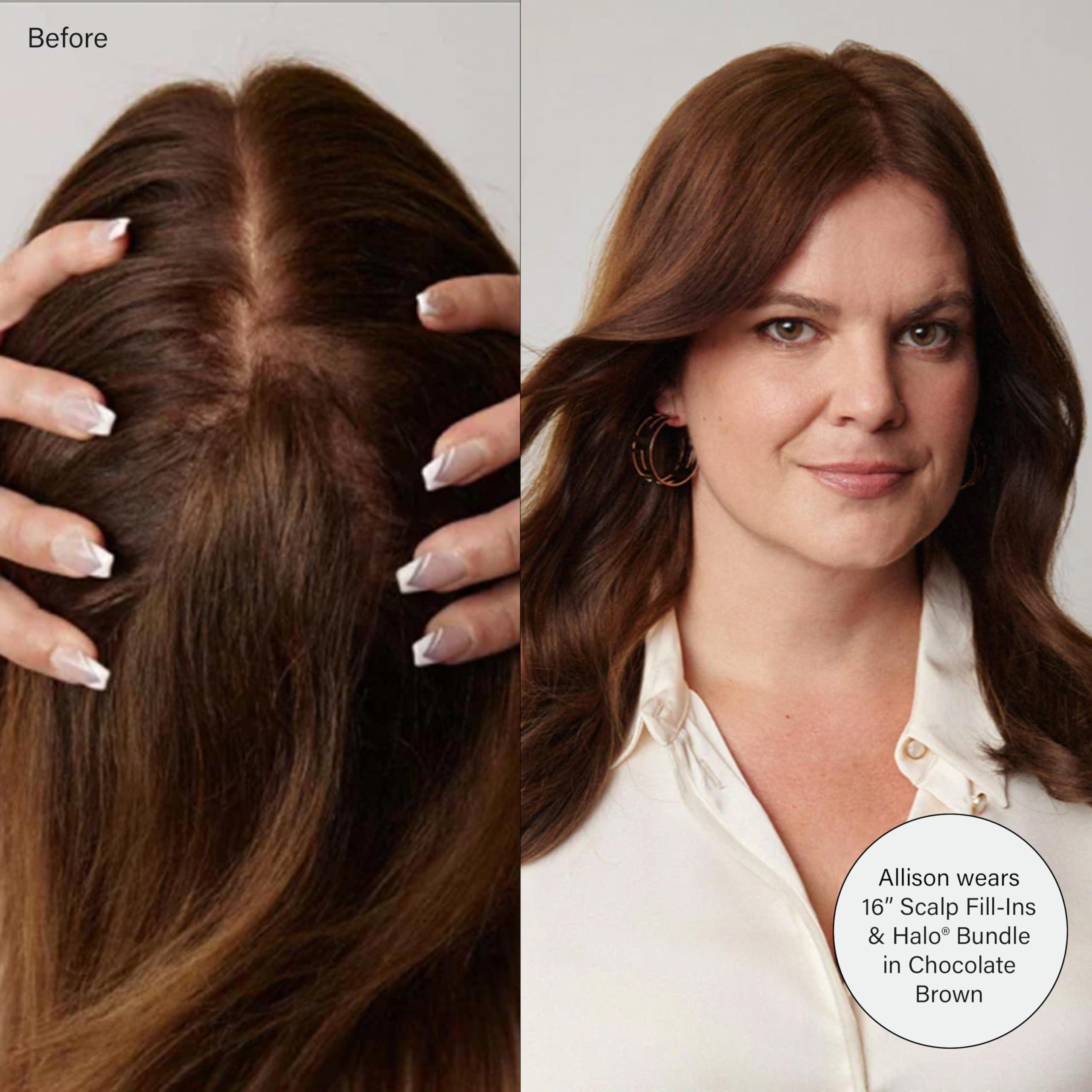 Luxy Luxy Hair 16\" Medium Natural Brown Scalp Hair Fill-Ins Clip-In Hair Extensions (40 grams) 100% Remy Human Hair, For Thinning Near Scalp, 4-Piece Set, Mimics Hair Growth