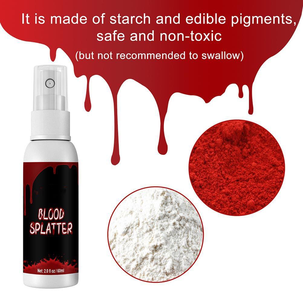 ICRPSTU Halloween Special Effects SFX Makeup Kit for Zombie Vampire Skin Wax Fake Blood Gel Scar Water Fake Blood Spray Sponge Silver Scraper for Halloween Cosplay (Set 3: Plasma Spray